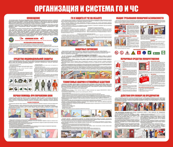 С54-3 Организация и система гражданской обороны и защиты от чрезвычайных ситуаций (1200х1000 мм, 3 мм, Прямая печать на пластик) - Стенды - Стенды по гражданской обороне и чрезвычайным ситуациям - Магазин охраны труда ИЗО Стиль